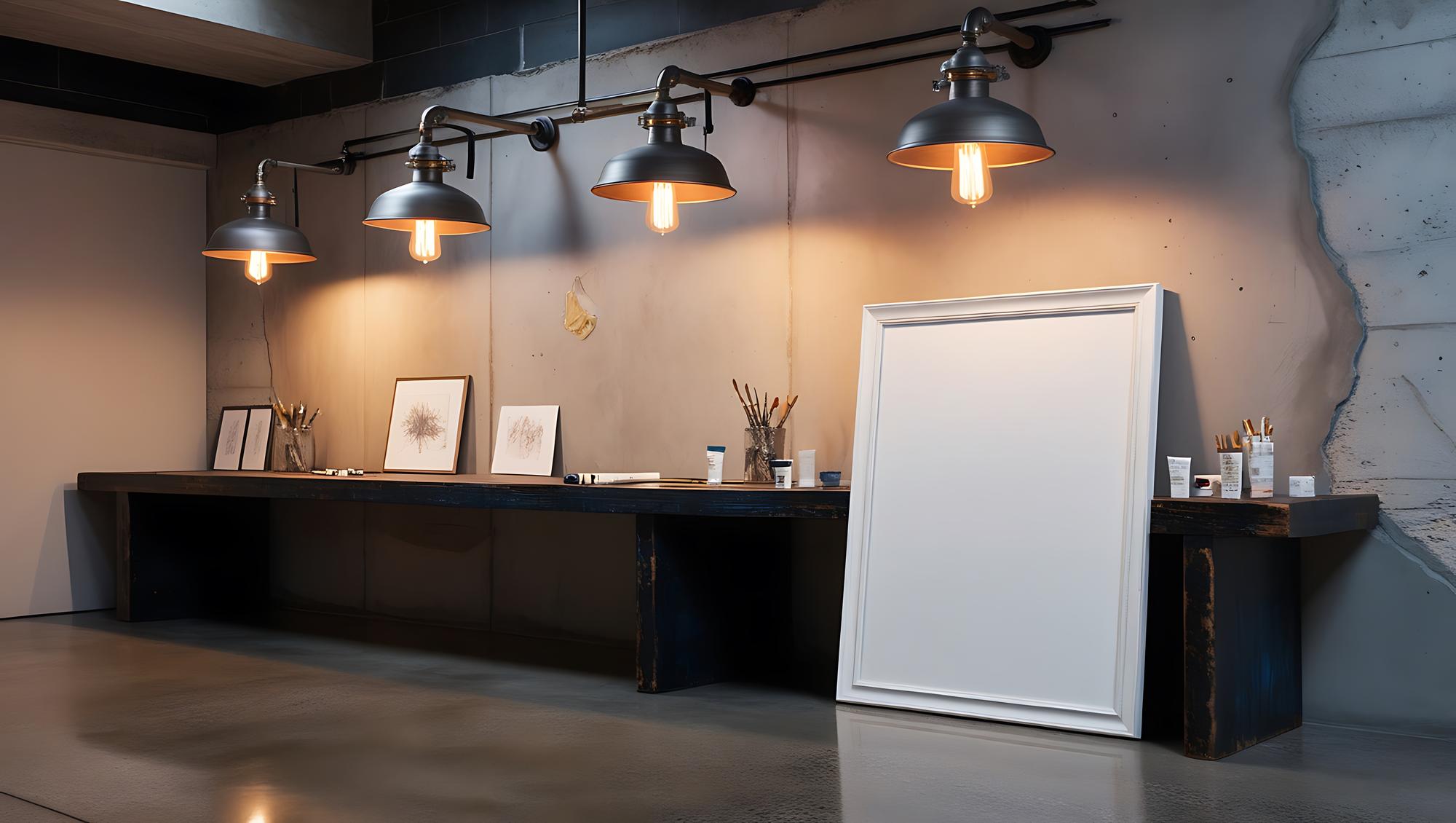 Inviting studio entrance with warm lighting